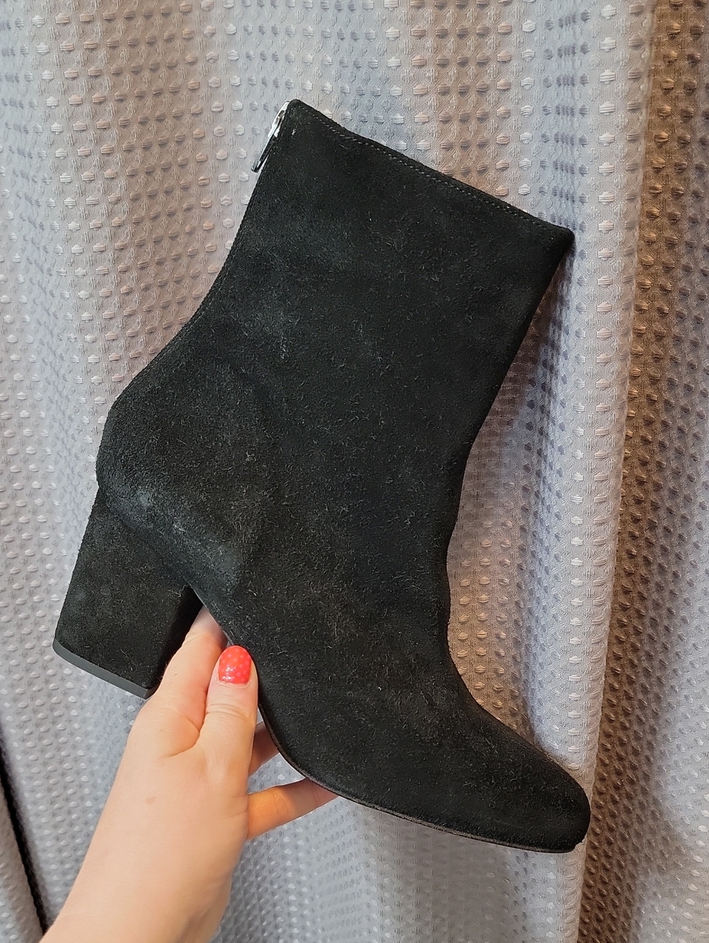 Free People Cecile Blook Heel Bootie in Black Suede Size 39